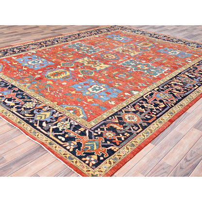 9'X11'6" Red Soft Wool Afghan Peshawar Hand Knotted Oriental Rug