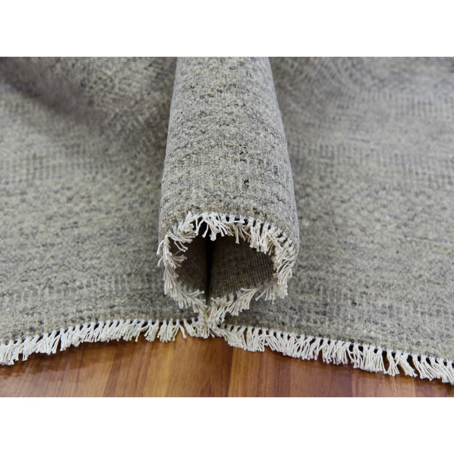 11'10"x18' Oxford Gray 100% Undyed Wool Grass Hand Knotted Oversized Rug