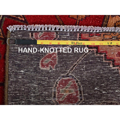 2'8"X7'10" Gray Vintage Zoroastrian Khamadan Hand Knotted Wool Runner Rug