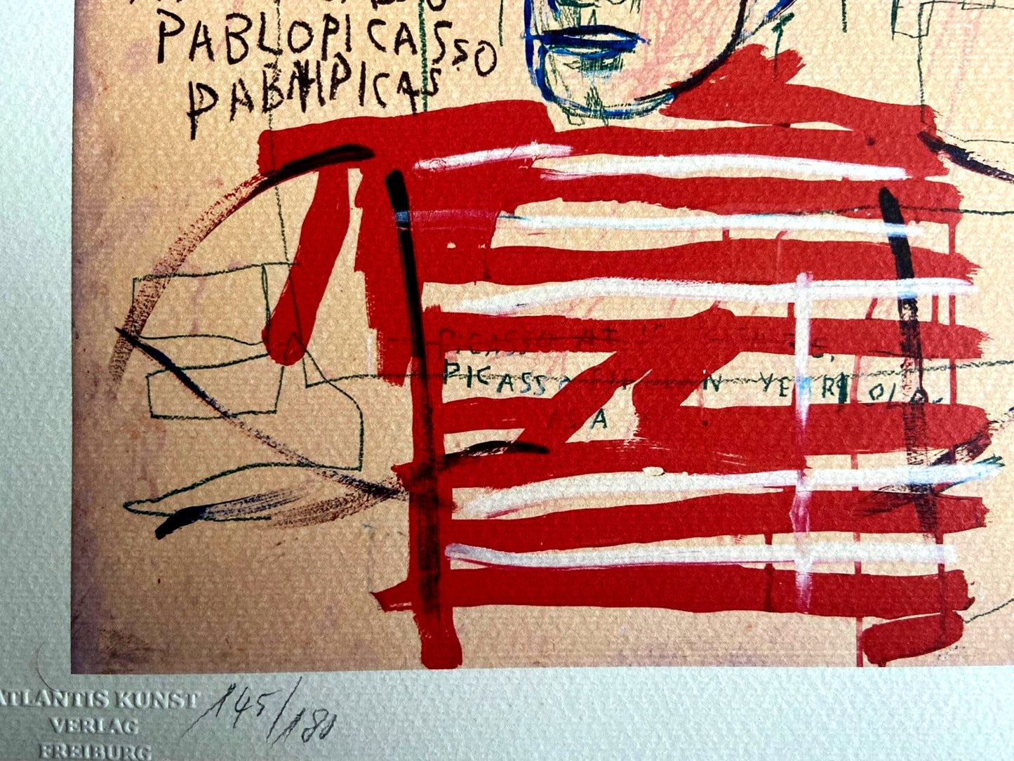 Jean-Michel Basquiat Lithograph "Homage To Picasso" Coa Signature Stamp