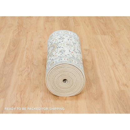 2'6"X22'9" White Hand Knotted Nain Design 250 Kpsi Wool Xl Runner Rug