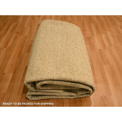 7'9"X9'7" Beige Tone On Tone Natural Wool Grass Design Hand Knotted Rug