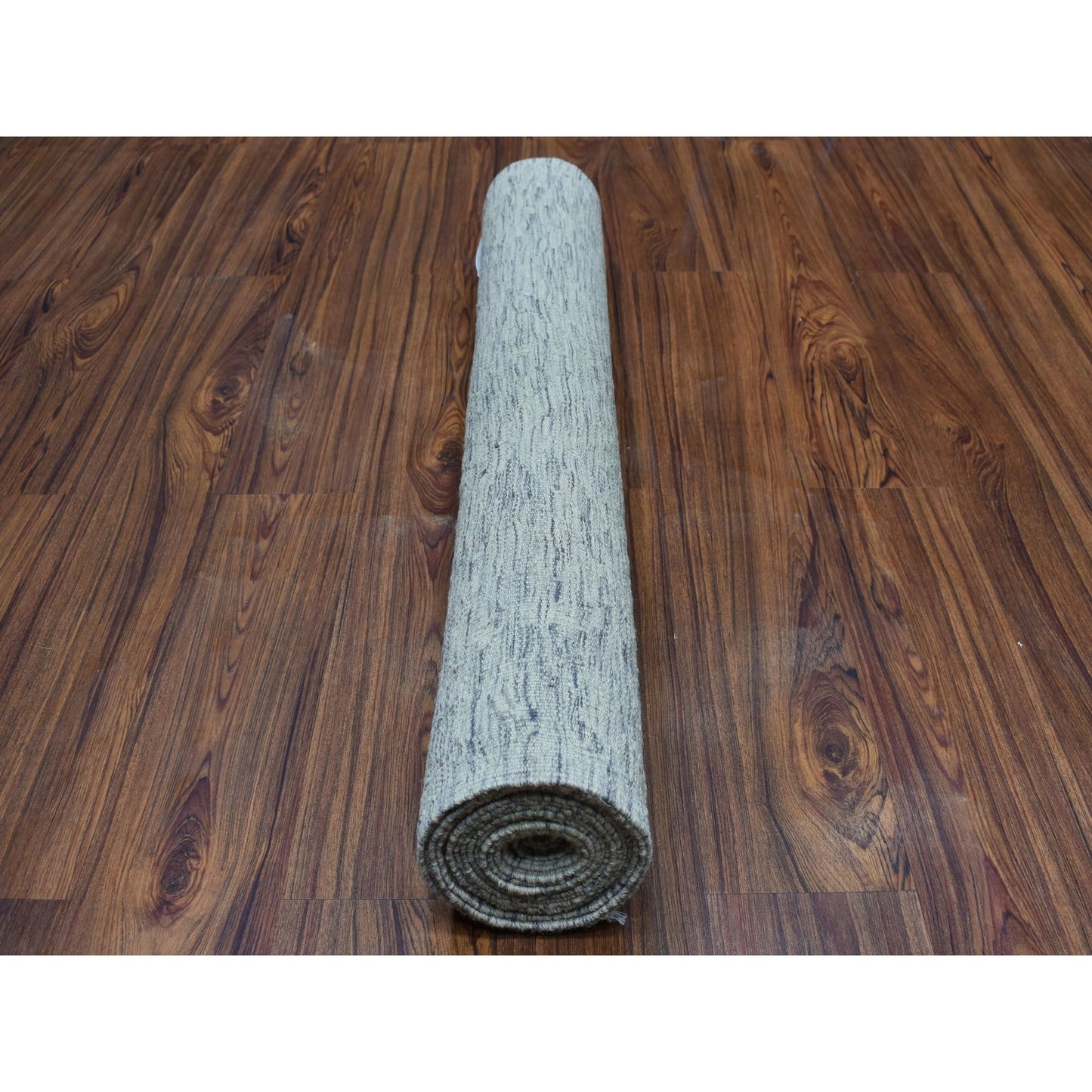 3'1"X14' Gray Shades Flat Weave Kilim Pure Wool Hand Woven Runner Rug