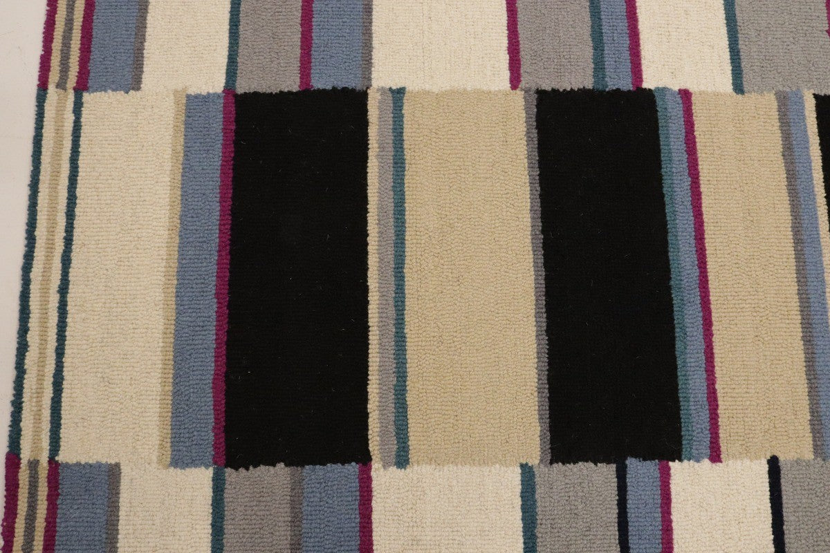 Kids Room Modern Rug Multicolor Stripes 5X8 Hand-Tufted Contemporary Wool Carpet