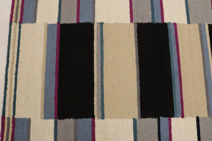 Kids Room Modern Rug Multicolor Stripes 5X8 Hand-Tufted Contemporary Wool Carpet