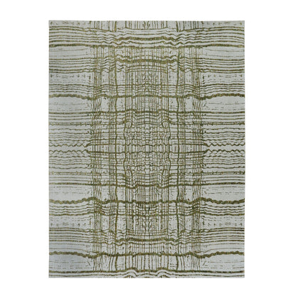 11'9"X14'8" Oversized Green Fine Jacquard Hand Loomed Wool & Art Silk Rug