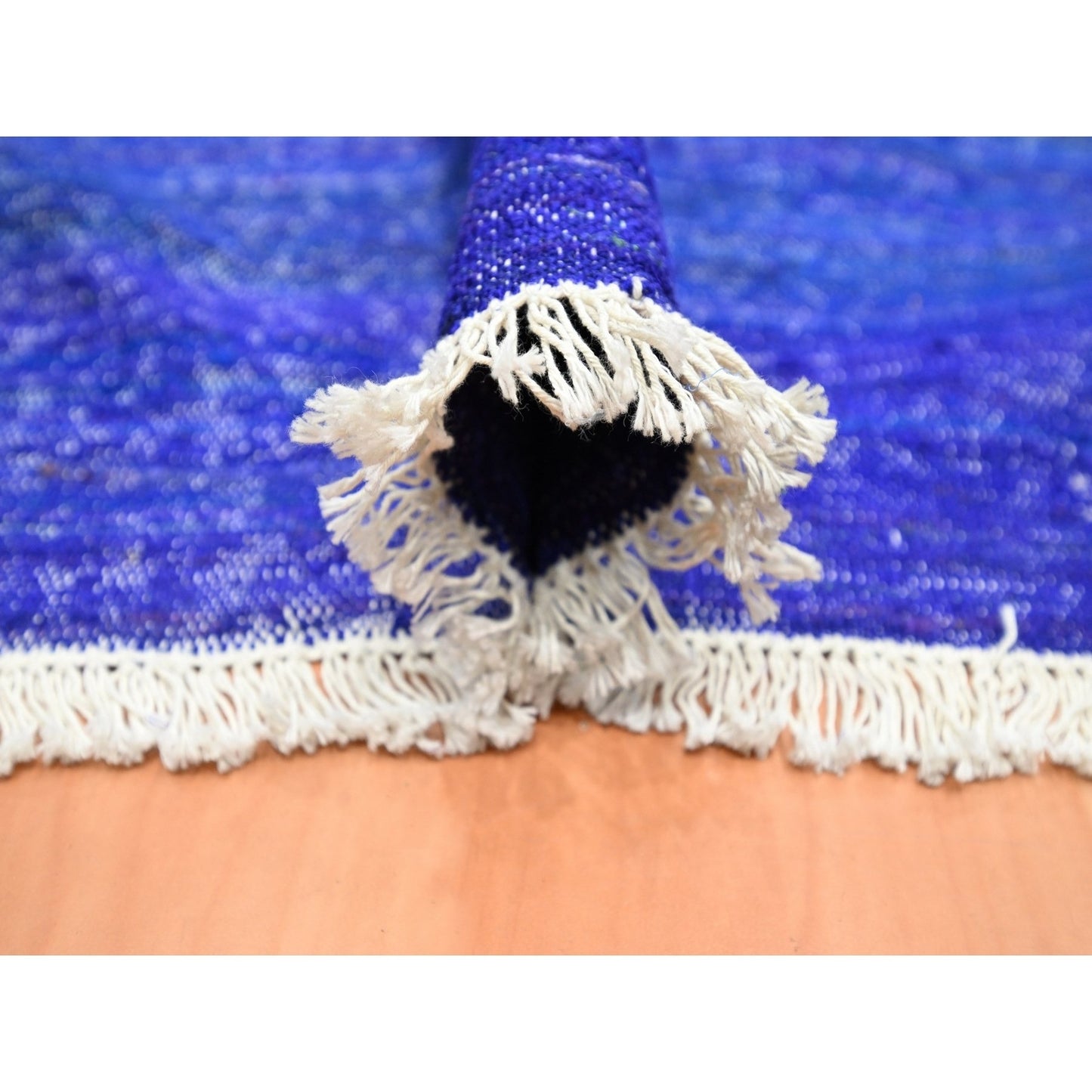 9'2"X11'8" Admiral Blue Sari Silk Flat Weave Kilim Hand Woven Rug