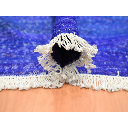 9'2"X11'8" Admiral Blue Sari Silk Flat Weave Kilim Hand Woven Rug