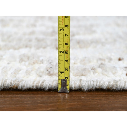 2'6"X11'10" Ivory Minimalist Swedish Design Hand Knotted Wool Runner Rug