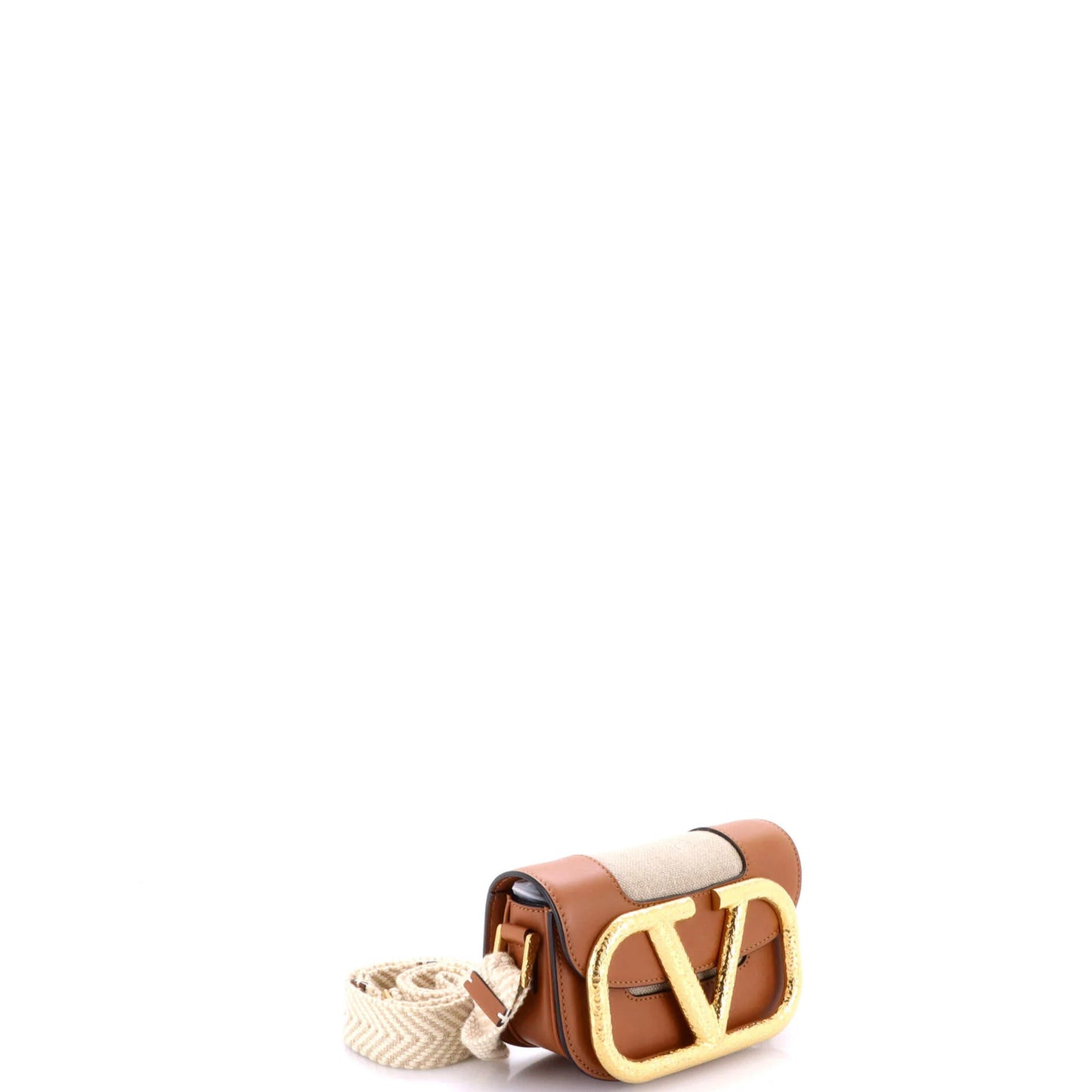 Valentino Garavani Supervee Crossbody Bag Linen With Leather Small