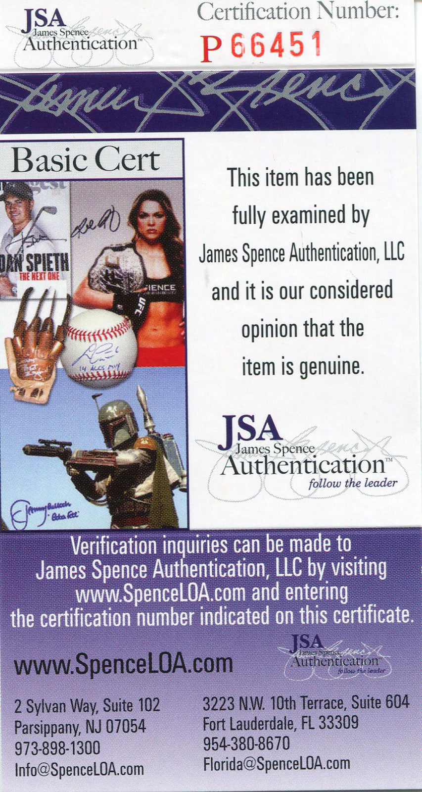 Y.A. Tittle "Hof 71" Autographed New York Giants