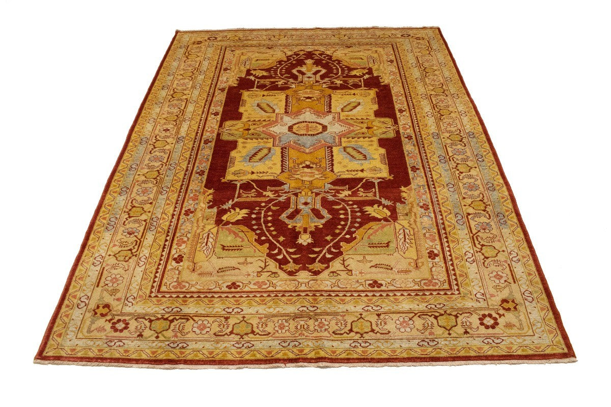 Antique-Washed Ziegler Rug Rusty Red Pakistani Handmade Wool Carpet 8'3X11'5 ft