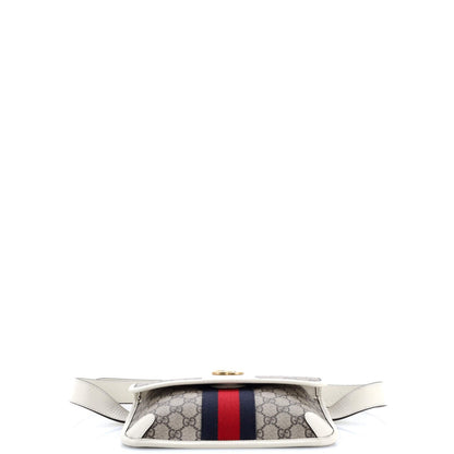 Gucci Ophidia Flap Belt Bag Gg Coated Canvas With Leather