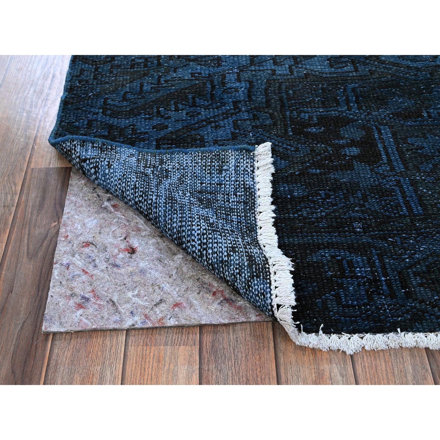 2'6"X11' Yale Blue Overdyed Old Zoroastrian Hand Knotted Wool Runner Rug