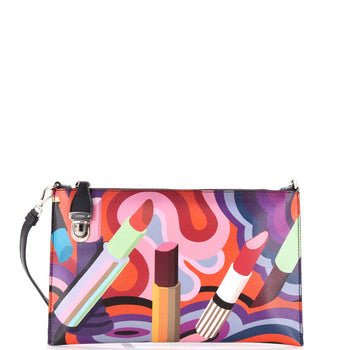 Prada Push Lock Zip Pochette Printed Saffiano