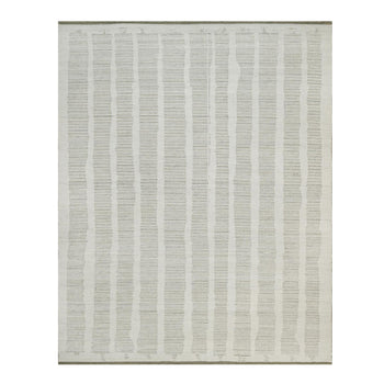 12'X15' Ivory Hand Woven Xl Rug Flat Weave With Pile Undyed Natural Wool