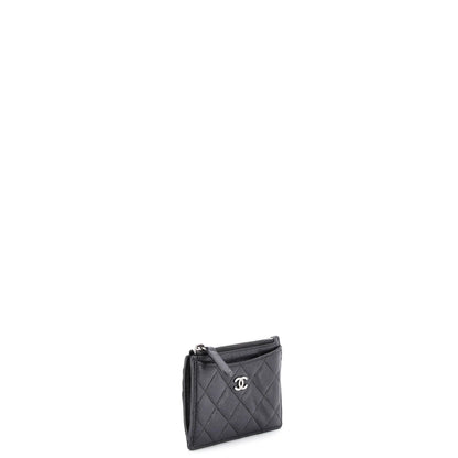 Chanel Cc Zip Card Holder Quilted Caviar