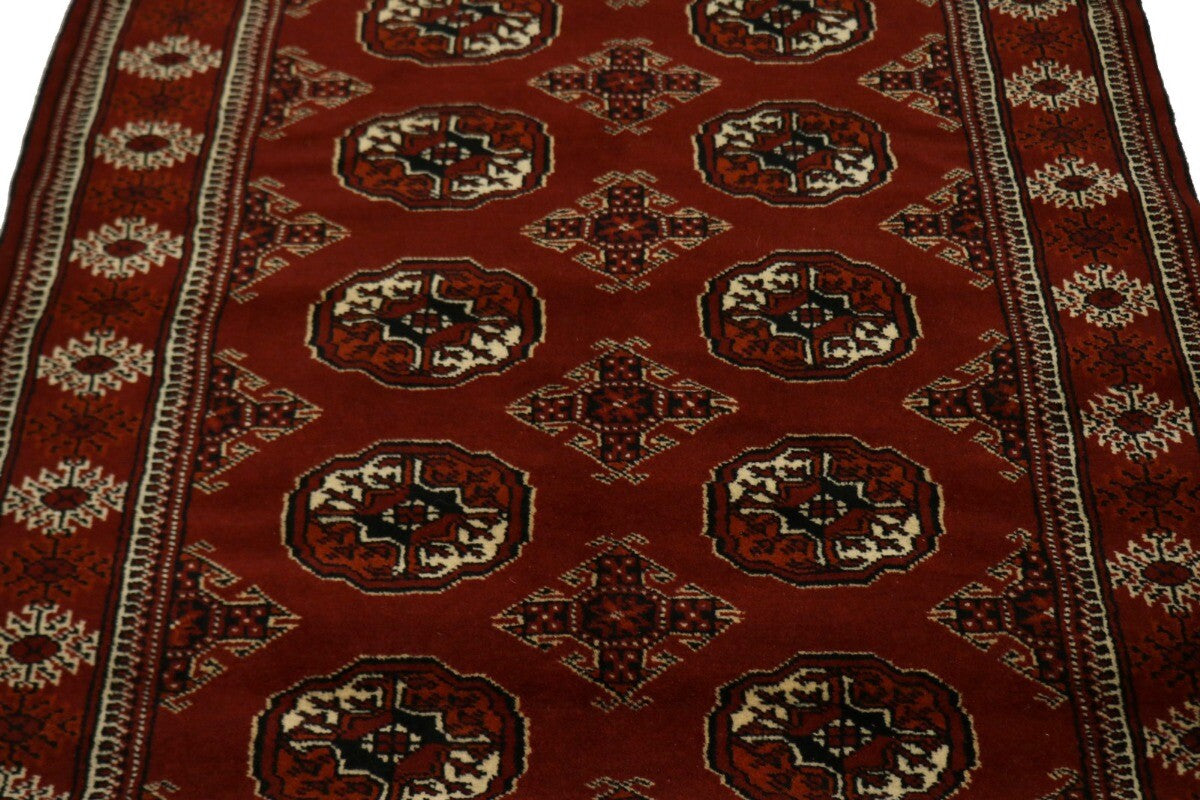 Hand-Knotted Red Tribal Wool Area Rug 3'5X5 ft