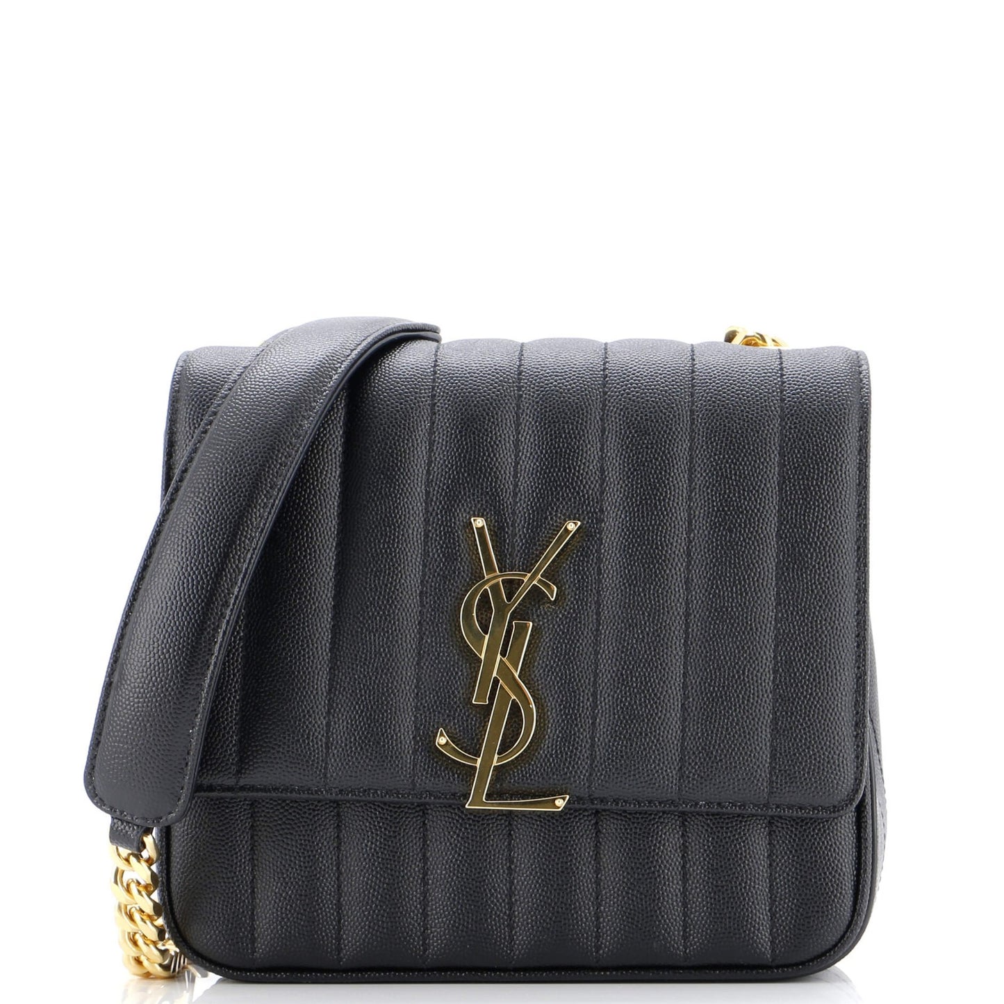 Saint Laurent Vicky Crossbody Bag Vertical Quilted Grainy Leather Medium