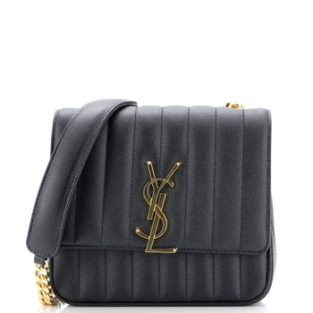 Saint Laurent Vicky Crossbody Bag Vertical Quilted Grainy Leather Medium
