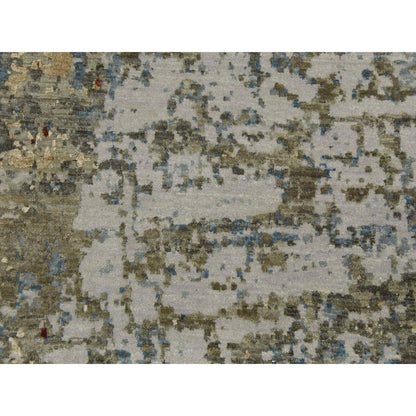 10'X14'2" Ash Gray Extra Soft Wool Hand Knotted Abstract Design Rug