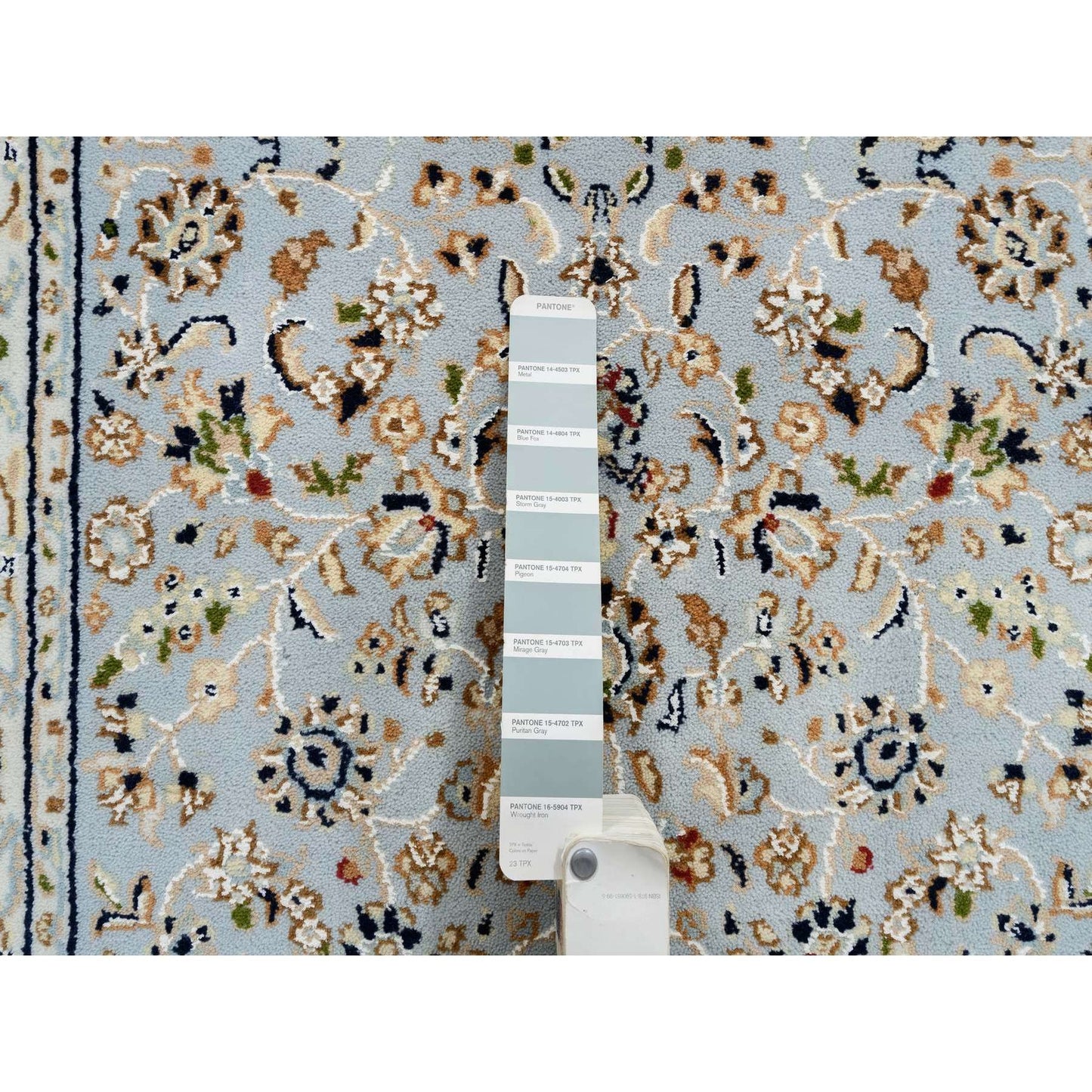 2'6"X13'9" Blue Nain Flower Design 250 Kpsi Wool Hand Knotted Runner Rug