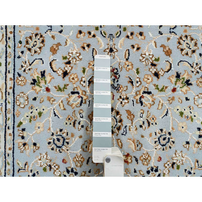 2'6"X13'9" Blue Nain Flower Design 250 Kpsi Wool Hand Knotted Runner Rug