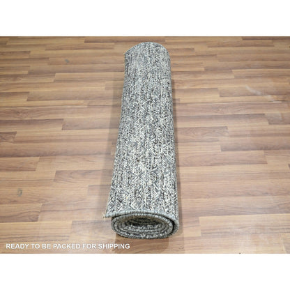 2'7"X9'10" Gray Kohinoor Herat Design Soft Wool Hand Knotted Runner Rug