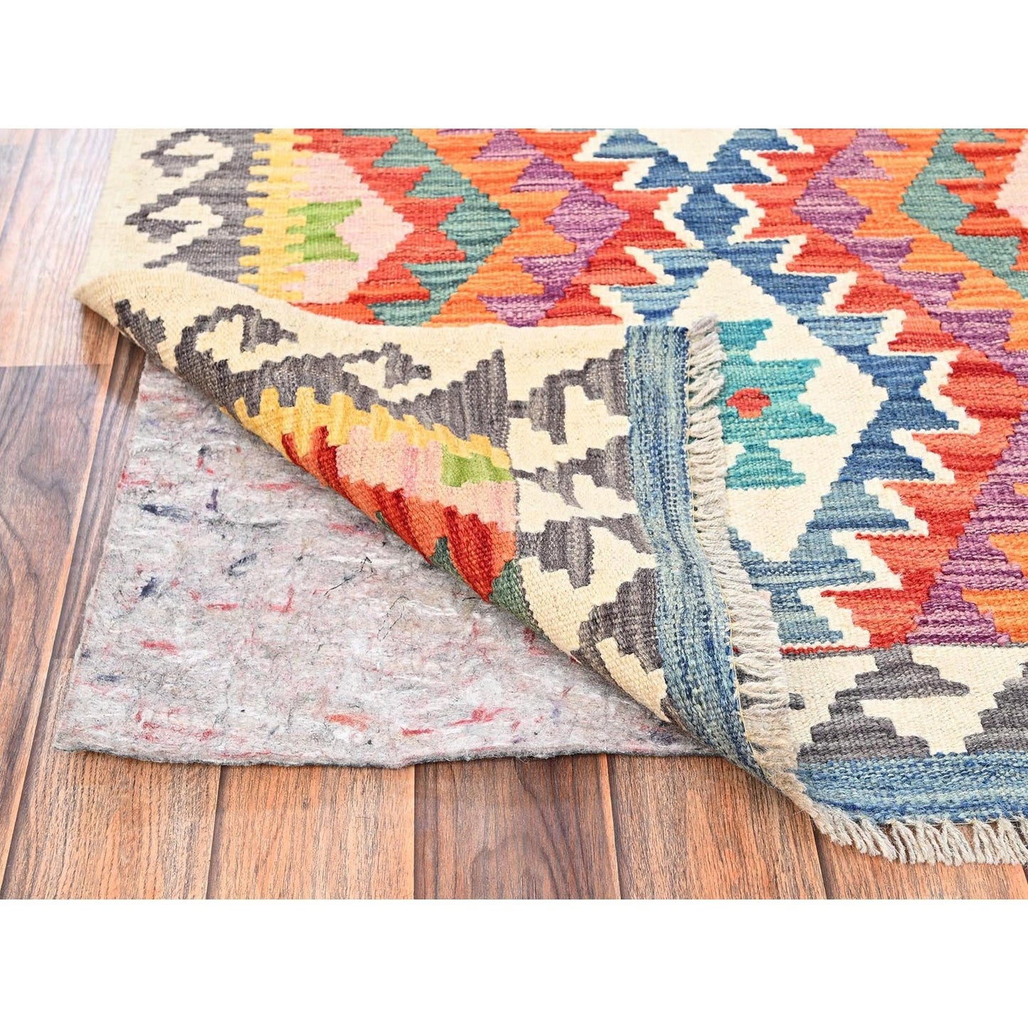 2'10"X8'1" Colorful Afghan Kilim 100% Wool Rug Flat Weave Hand Woven Runner