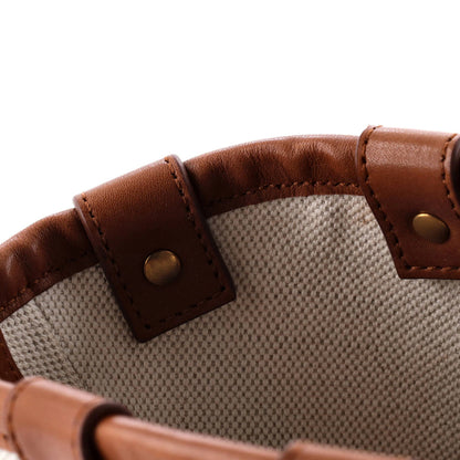 Saint Laurent Beatrix Panier Cut Out Tote Canvas With Leather