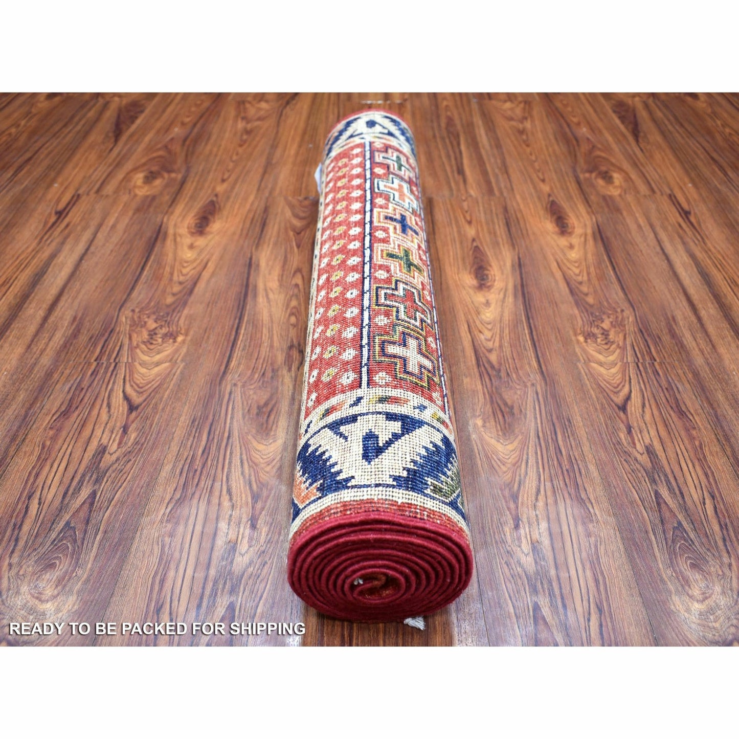 2'8"X9'7" Coral Red Afghan Ersari Soft Wool Hand Knotted Runner Rug