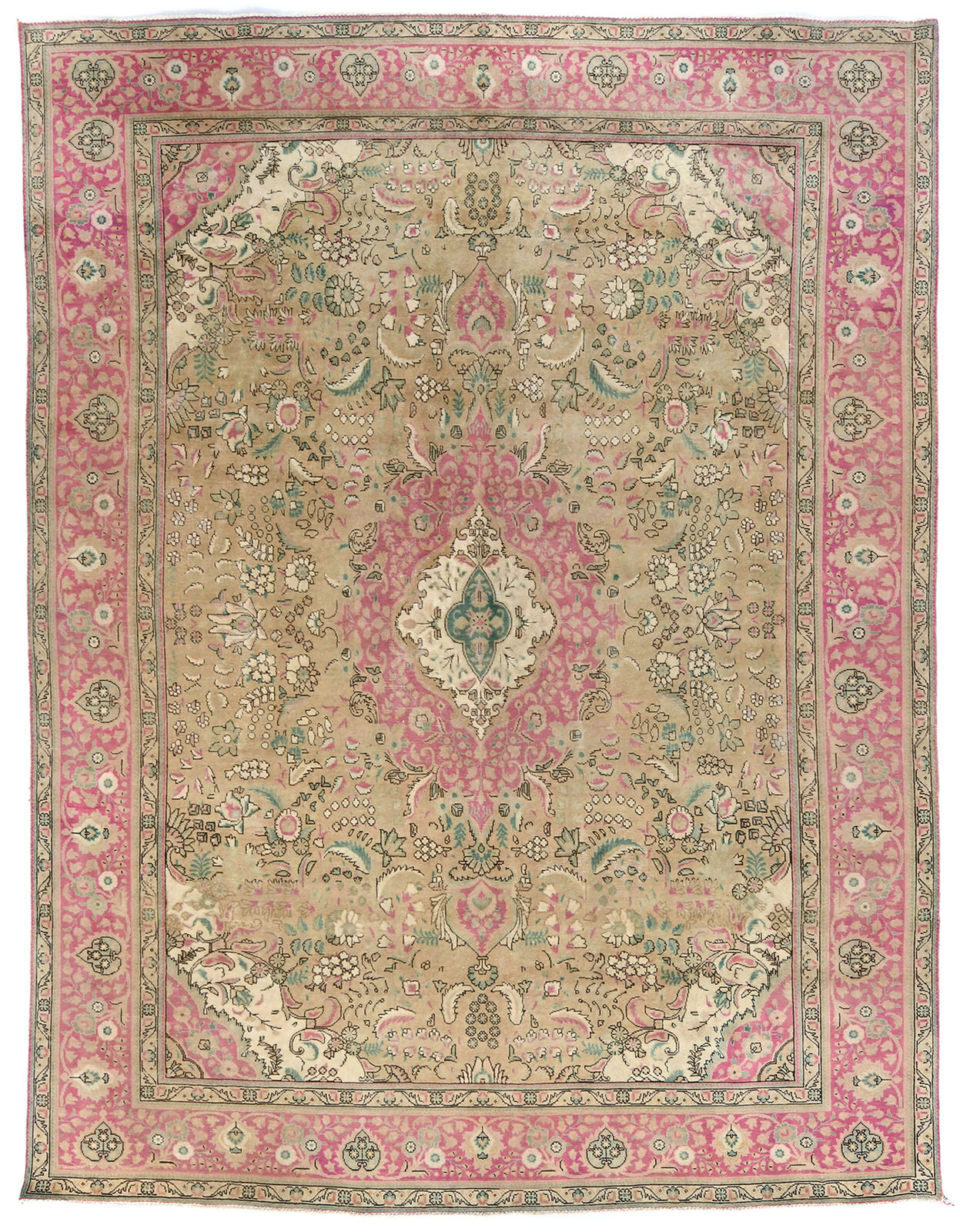 Handmade Distressed Antique Oriental Rug Floral
