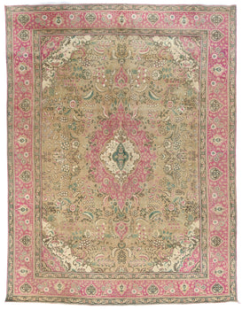 Handmade Distressed Antique Oriental Rug Floral