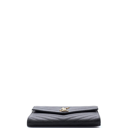 Saint Laurent Classic Monogram Envelope Wristlet Clutch Matelasse Chevron
