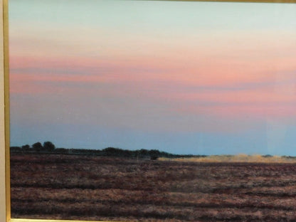 Richard Rick Boschulte 1992 Signed Watercolor Illinois Prairie Sunset