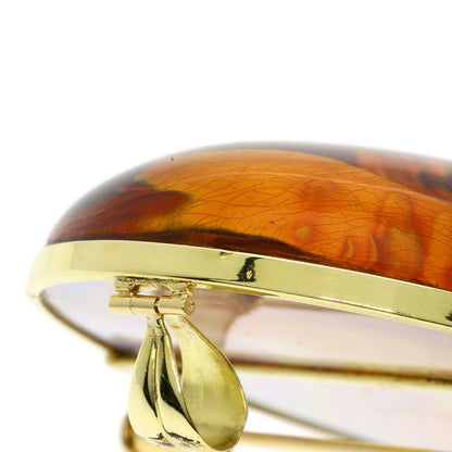 Amber Amber Shell Intaglio Pendant top K18 Yellow