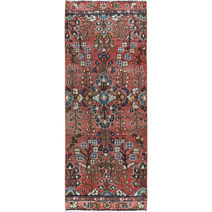 2'5"X5'10" Blush Red Vintage Zoroastrian Hand Knotted Wool Runner Rug