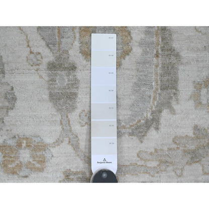 9'X11' White Heris All Over Design Hand Knotted Aryana Grade All Wool Rug