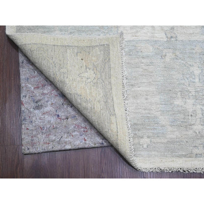 8'10"X17'4" White Afghan Angora Oushak Wool Hand Knotted Oversized Rug