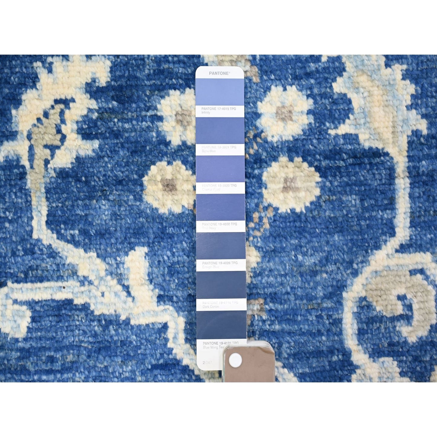 2'9"X12' Blue Wool Hand Knotted Afghan Angora Oushak Runner Rug