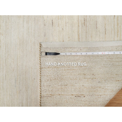 2'6"X13'10" White Hand Knotted Lori Buft Gabbeh Pure Wool Runner Rug