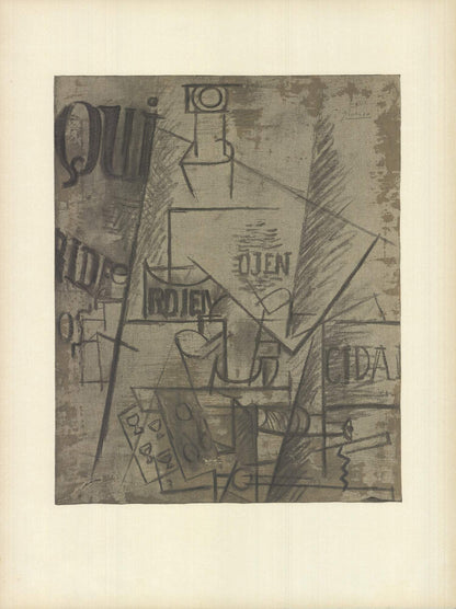 Pablo Picasso Papiers Colles " Lithograph Cubism Brown Pablo Pic