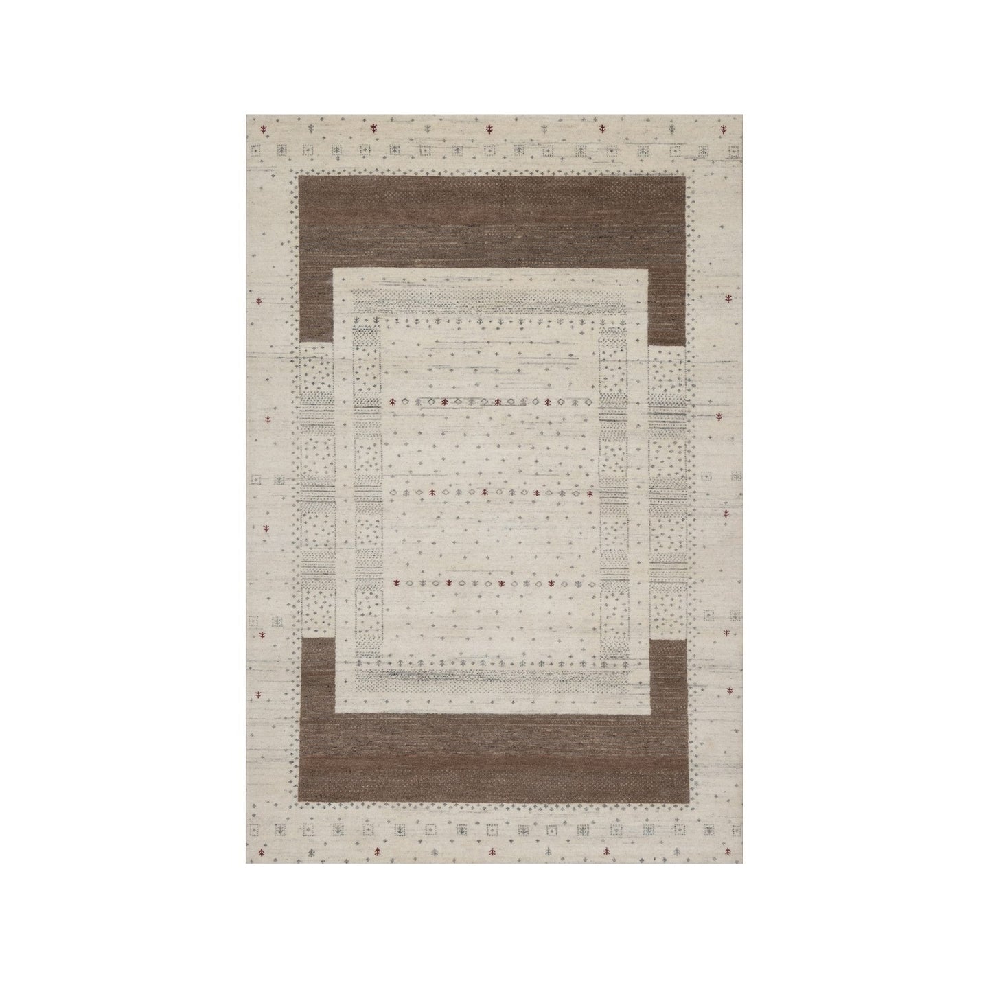 5'X8' Chiffon White Modern Design Lori Buft Pure Wool Hand Knotted Rug