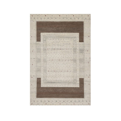 5'X8' Chiffon White Modern Design Lori Buft Pure Wool Hand Knotted Rug
