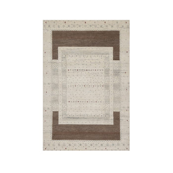 5'X8' Chiffon White Modern Design Lori Buft Pure Wool Hand Knotted Rug