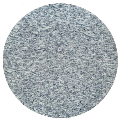 12'X12' Blue Modern Striae Design Pure Wool Hand Loomed Round Rug