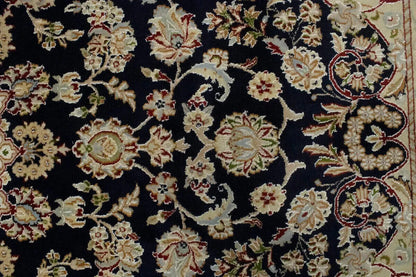 6X9 Ft Hand-Knotted Indo-Nain Oriental Rug Dark