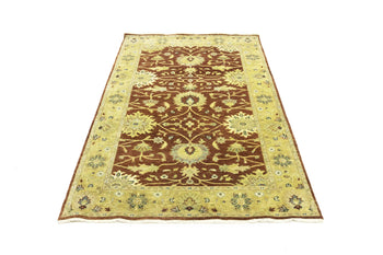 Rust Oushak Chobi Hand-Knotted Wool Rug Floral