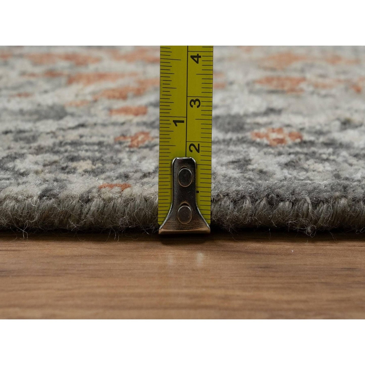 7'9"X10' Gray Broken And Erased Mamluk Design Hand Knotted 100% Wool Rug