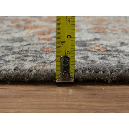 7'9"X10' Gray Broken And Erased Mamluk Design Hand Knotted 100% Wool Rug